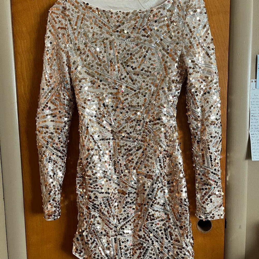 Sequin Long Sleeve Dress